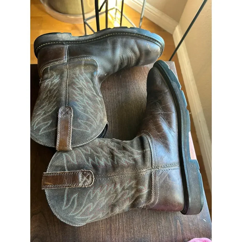 Ariat Groundbreaker men's size 8 brown leather work boots square toe